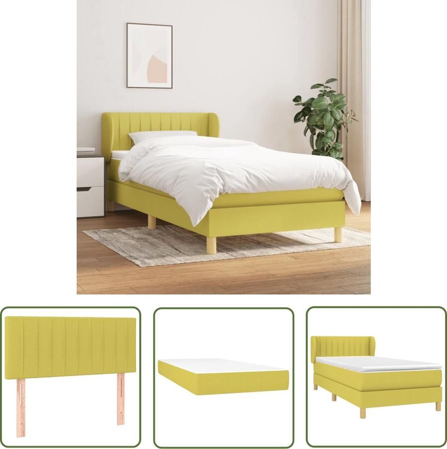The Living Store Boxspringbed Groen Pocketvering matras Middelharde ondersteuning Huidvriendelijk topmatras 203x103x78 88 cm Boxspringbed Groene Boxspring Frame Slaapkamer Meubels Pocketed Spring Mattress