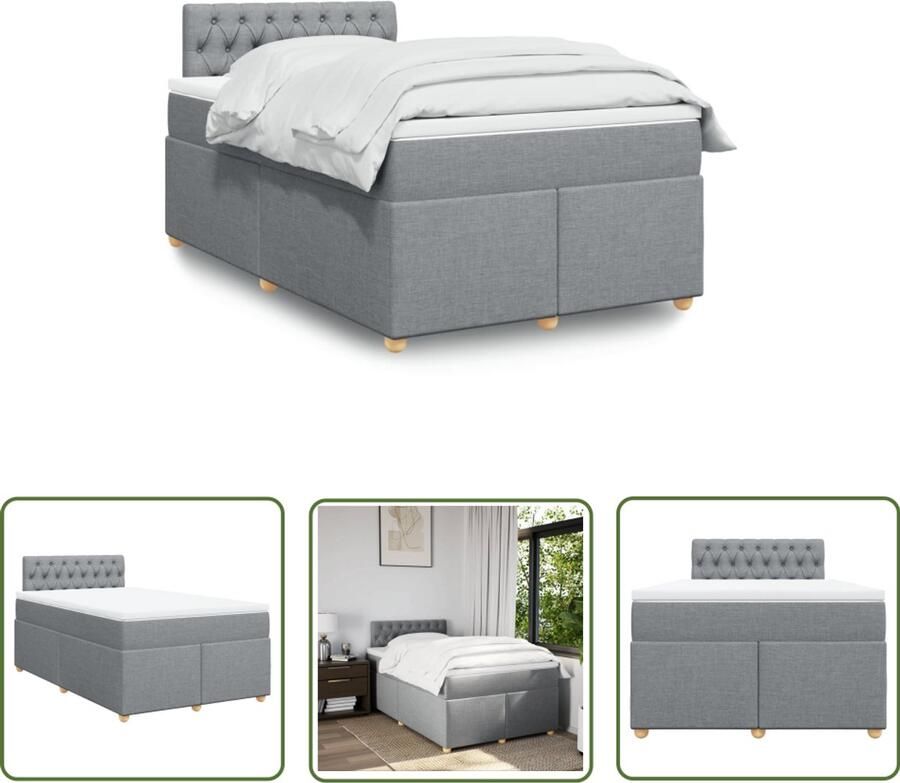 The Living Store Boxspring met matras stof lichtgrijs 120x190 cm Boxspring Tweepersoonsbed Slaapcomfort Matras Frame