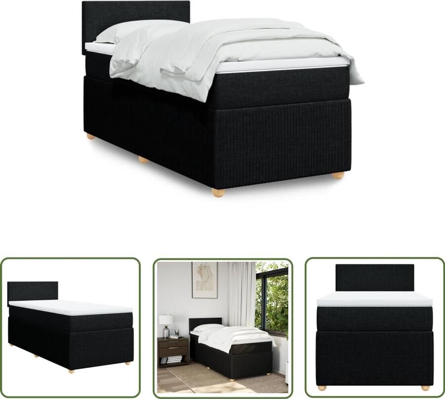 The Living Store Boxspring met matras stof zwart 100x200 cm Boxspring Tweepersoonsbed Boxspringbed Slaapkamermeubel Comfortabel Bed