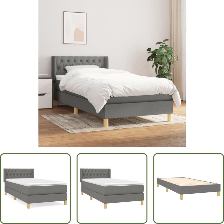 The Living Store Boxspringbed Bedframe Pocketvering Matras Huidvriendelijk Topmatras 203 x 103 x 78 88 cm Donkergrijs Boxspringbed Boxspring Bed Frame Tweepersoonsbed Donkere Kleuren