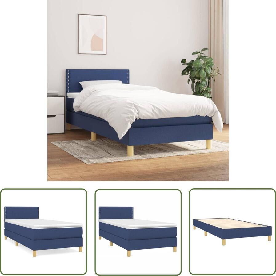 The Living Store Boxspringbed Blauw Bedframe 203x80x78 88 cm Matras 80x200x20 cm Topmatras 80x200x5 cm Boxspringbed Boxspring Tweepersoonsbed Bed Frame Bed