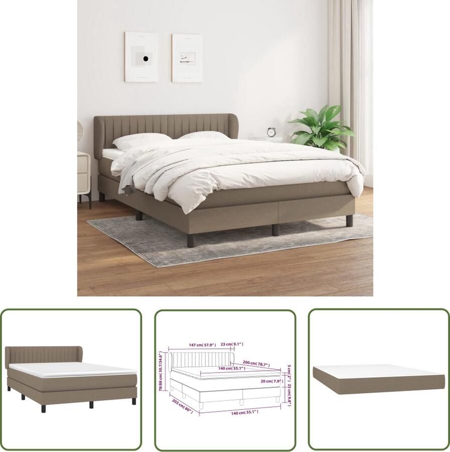 The Living Store Boxspringbed Comfort Afmeting- 140 x 200 cm Ademend en duurzaam Boxspringbed Boxspring Slaapcomfort Tweepersoonsbed Stapelbare Bedbodems