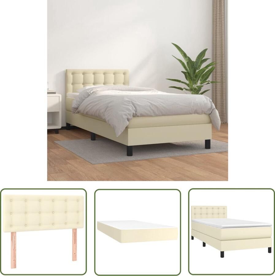 The Living Store Boxspringbed Comfort Bed 203 x 100 x 78 88 cm Kunstleer duurzaam verstelbaar hoofdbord Boxspringbed Boxspring Bed Slaapkamerinrichting Kunstleder Bed