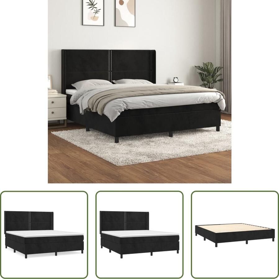 The Living Store Boxspringbed Comfort Bed 203 x 163 x 118 128 cm Zacht Fluweel Boxspringbed Fluweel Bed Velvet Bed Tweepersoons Bed Groot Bed