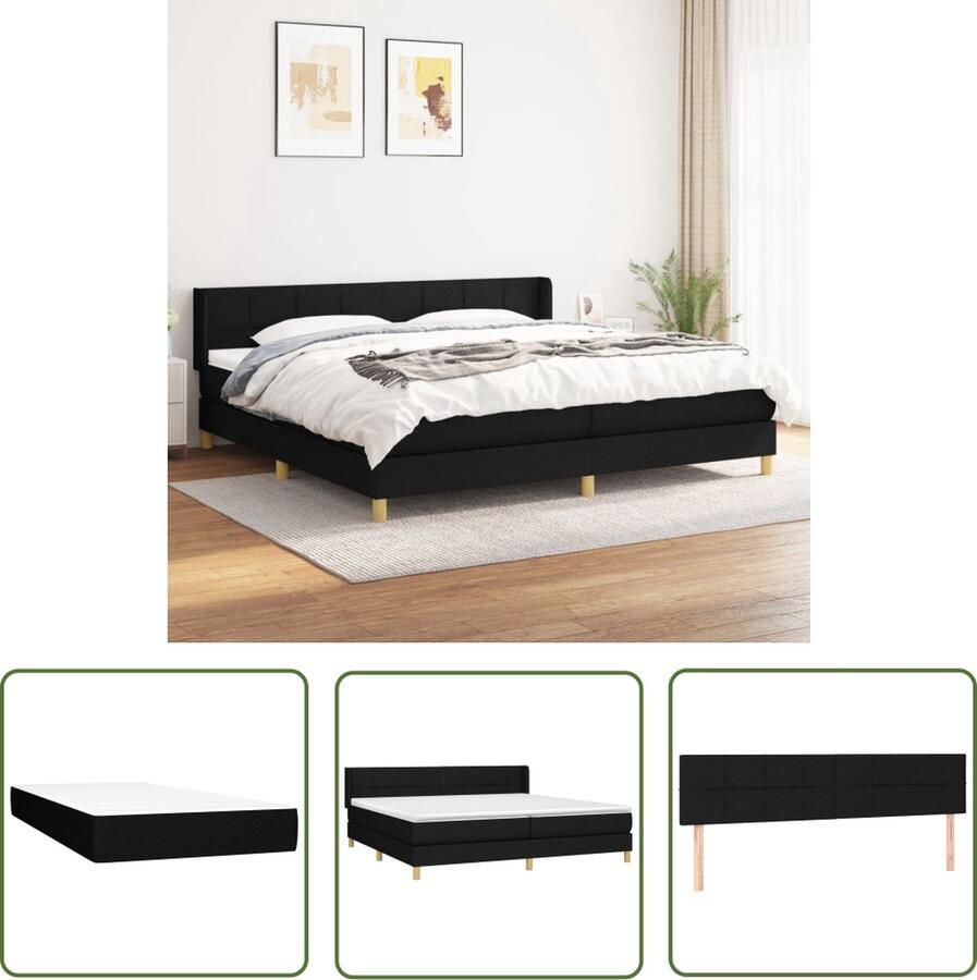 The Living Store Boxspringbed Afmeting- 203 x 203 x 78 88 cm Ken- Duurzaam materiaal Middelharde ondersteuning Pocketvering matras Huidvriendelijk topmatras Boxspringbed Boxspring Tweepersoonsbed King Size Bed Houten Bed Frame - Foto 2