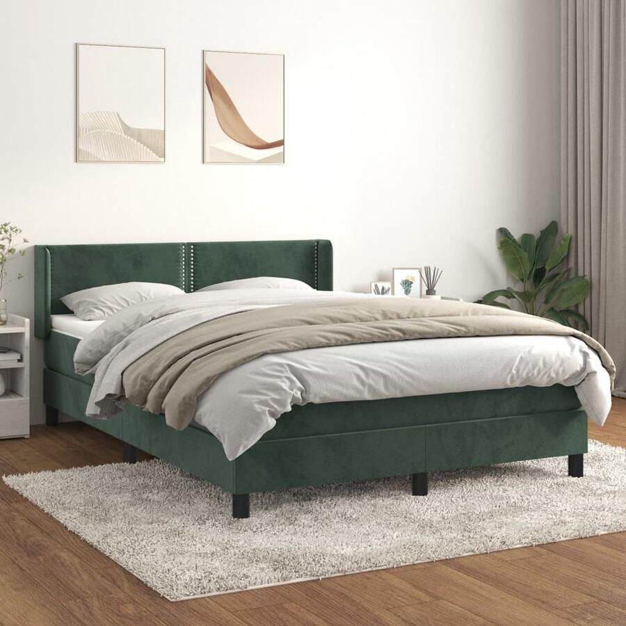The Living Store Boxspringbed Fluweel Donkergroen 193 x 147 x 78 88 cm Pocketvering Middelharde ondersteuning Huidvriendelijk topmatras Boxspringbed Fluweel Bed Donkere Groene Bed Tweepersoons Bed Pocketveer Matras