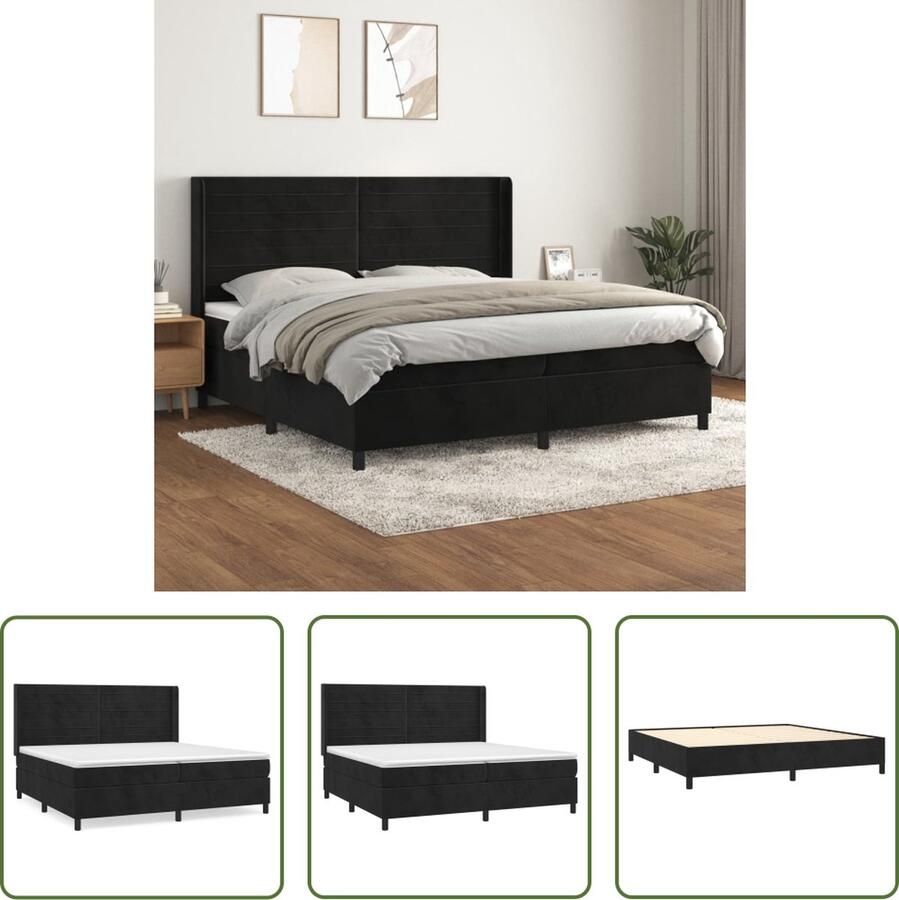 The Living Store Boxspringbed Fluwelen Bedframe 203x203x118 128 cm Matras 100x200x20 cm Topmatras 200x200x5 cm Boxspringbed Fluweel Bed Tweepersoons Bed Groot Bed Zware Boxspring
