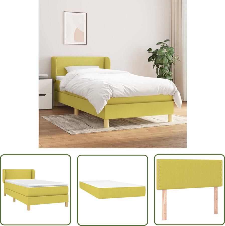 The Living Store Boxspringbed Green 203 x 103 x 78 88 cm Pocketvering matras Middle Firm Support Boxspringbed Boxspring Slaapcomfort Pocketed Veren Middenhard