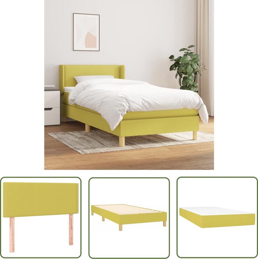 The Living Store Boxspringbed Groen 203 x 103 x 78 88 cm Pocketvering matras Middelharde ondersteuning Huidvriendelijk topmatras Boxspringbed Slaapcomfort Pocketveermatras Groene Kleur Hoofdboard