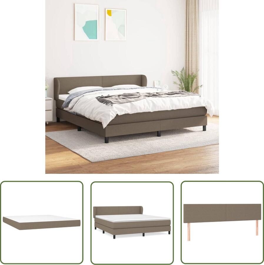The Living Store Boxspringbed Pocketvering Middelharde ondersteuning Huidvriendelijk Multiplex lattenbodem Taupe 203x160x35cm Boxspringbed Boxspring Tweepersoonsbed Slaapcomfort Pocketvering - Foto 4