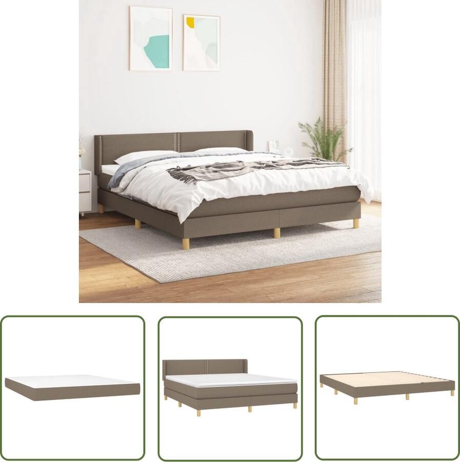 The Living Store Boxspringbed Pocketvering Matras Middelharde ondersteuning Huidvriendelijk Topmatras 160 x 200 cm Taupe Boxspringbed Pocketveer Matras Middelhard Taupe Slaapkamer Meubels