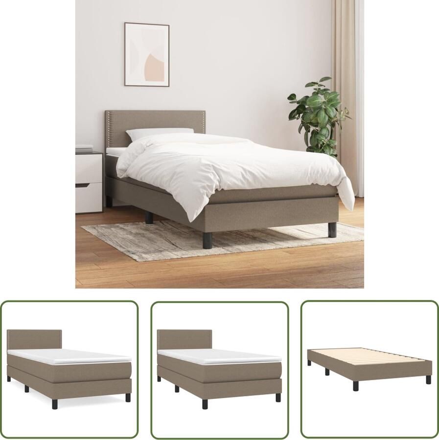 The Living Store Boxspringbed Pocketvering matras Middelharde ondersteuning Huidvriendelijk topmatras Taupe 203x80x78 88 cm Boxspringbed Boxspring Tweepersoonsbed Slaapcomfort Pocketvering
