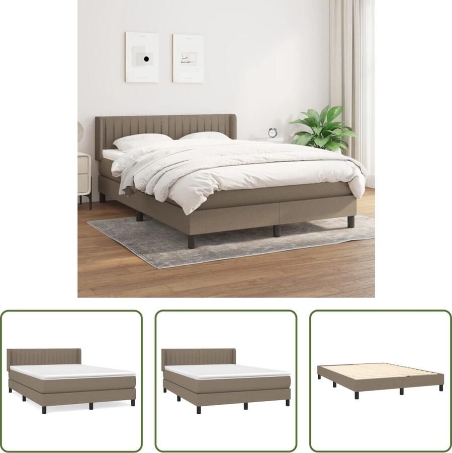 The Living Store Boxspringbed Pocketveringmatras Middelharde ondersteuning Huidvriendelijk Topmatras Taupe 203 x 147 x 78 88 cm (L x B x H) 140 x 200 x 20 cm (B x L x H) 140 x 200 x 5 cm (B x L x H)
