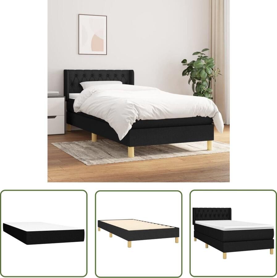 The Living Store Boxspringbed Praktisch Hoogte verstelbaar hoofdbord Pocketvering matras Middelharde ondersteuning Huidvriendelijk topmatras