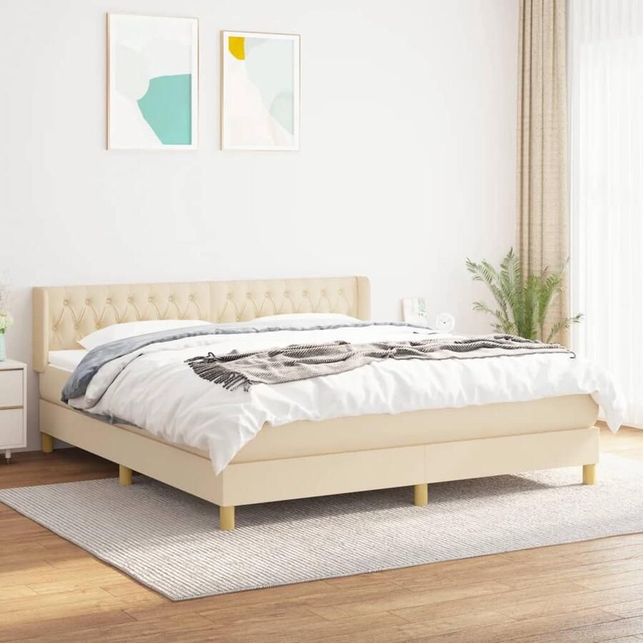 The Living Store Boxspringbed Rustgevend Bed 180x200x78 88 Ken- Duurzaam materiaal Boxspringbed Slaapcomfort Rustgevend Bed Hoofdboard Pocketvering Matras