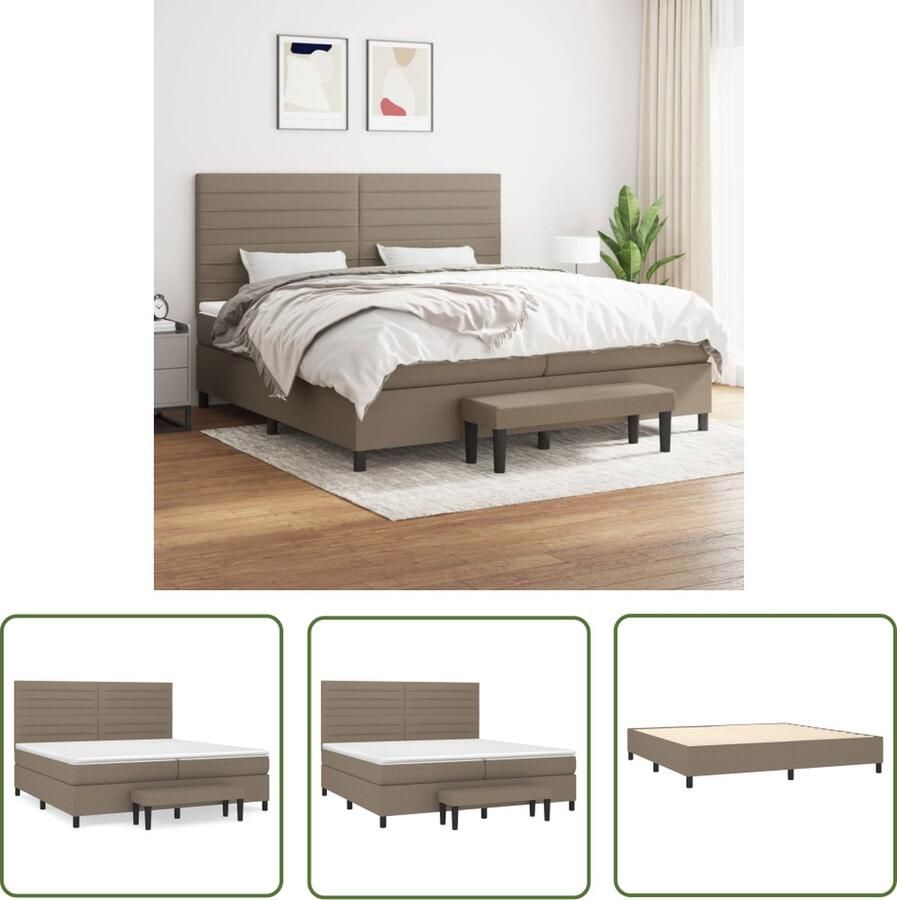 The Living Store Boxspring met matras stof taupe 200x200 cm Boxspringbed Slaapcomfort Boxspring Bed Frame Tweepersoonsbed - Foto 2