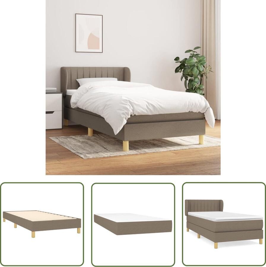 The Living Store Boxspringbed Taupe 203x103x78 88 cm Pocketvering Matras Middelharde Ondersteuning Huidvriendelijk Topmatras Boxspringbed Boxspring Slaapcomfort Tweepersoonsbed Taupecolor