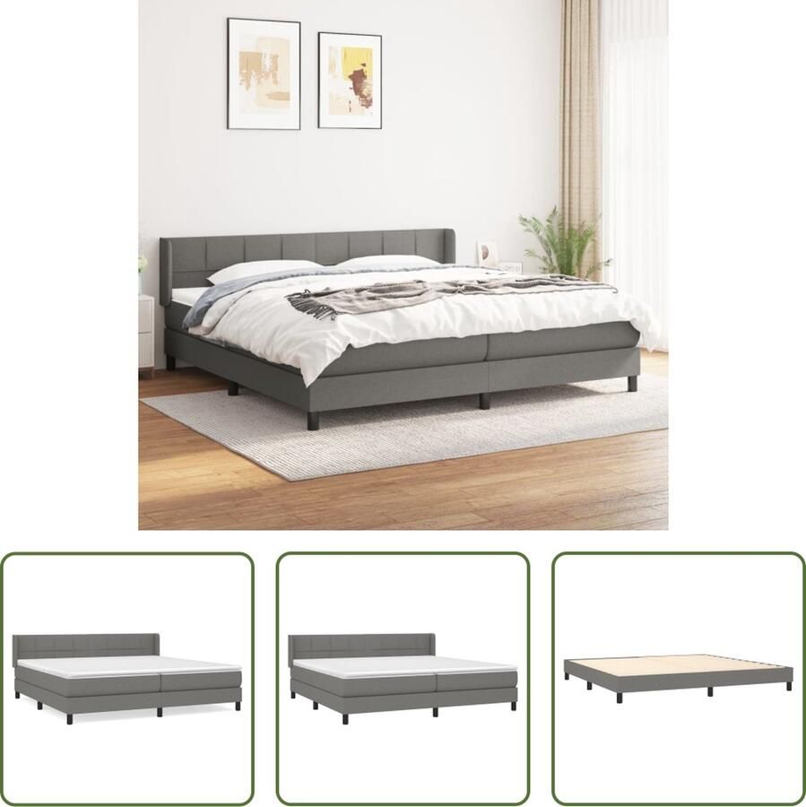The Living Store Boxspringbed Vasto Kingsize 203 x 203 x 78 88 cm Donkergrijs Boxspringbed Kingsize Bed Donker Grijs Bed Boxspring Frame Pocketed Spring Mattress