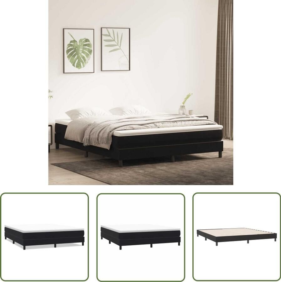 The Living Store Boxspringbed zonder matras 180x220 cm fluweel zwart Boxspringbed Tweepersoonsbed Slaapcomfort Fluweel Bed Velvet Bed