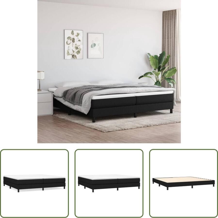 The Living Store Boxspringframe stof zwart 200x200 cm Boxspringframe Boxspringframes Bed Ledikant Slaapmeubel Bedframe Bedbodem Tweepersoonsbed Boxspring Bedden Ledikanten - Foto 2