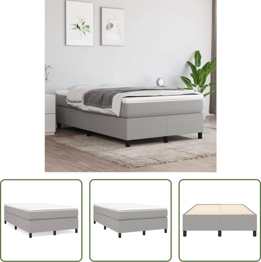 The Living Store Boxspringframe stof lichtgrijs 120x200 cm Boxspringframe Boxspringframes Bed Ledikant Slaapmeubel Bedframe Bedbodem Tweepersoonsbed Boxspring Bedden Ledikanten