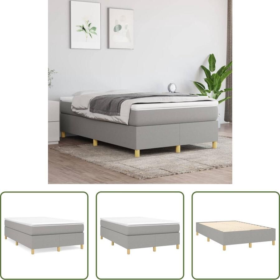 The Living Store Boxspringframe stof lichtgrijs 120x200 cm Boxspringframe Boxspringframes Bed Ledikant Slaapmeubel Bedframe Bedbodem Tweepersoonsbed Boxspring Bedden Ledikanten