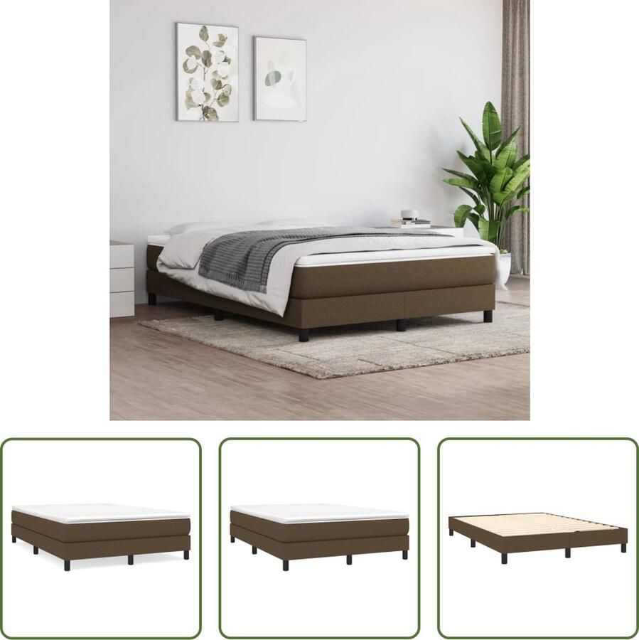 The Living Store Boxspringframe Donkerbruin 140 x 200 cm Stof Multiplex Boxspringframe Donkere Kleuren Tweepersoonsbed Stoffen Bedframe Bedbank