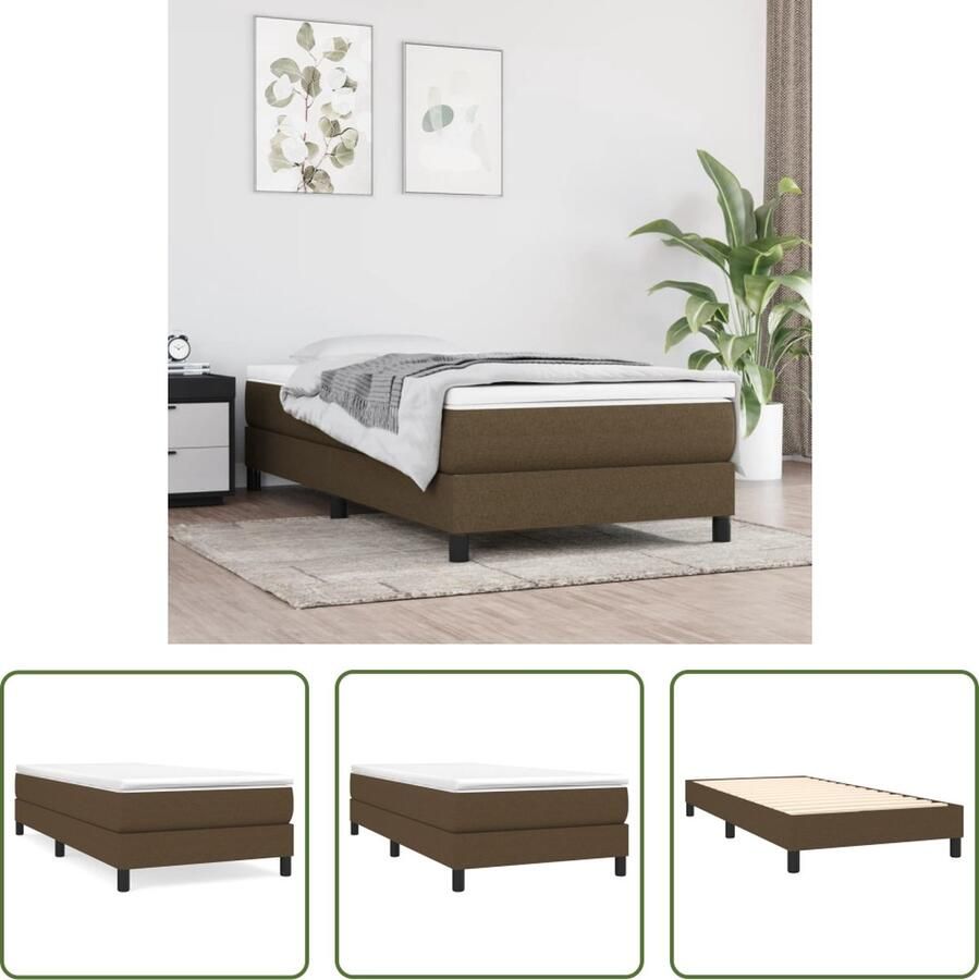 The Living Store Boxspringframe donkerbruin 203 x 100 x 25 cm stof en multiplex Boxspring Frame Tweepersoons Bed Donkere Houten Meubels Bruine Bedbank Bed Frame Online Kopen