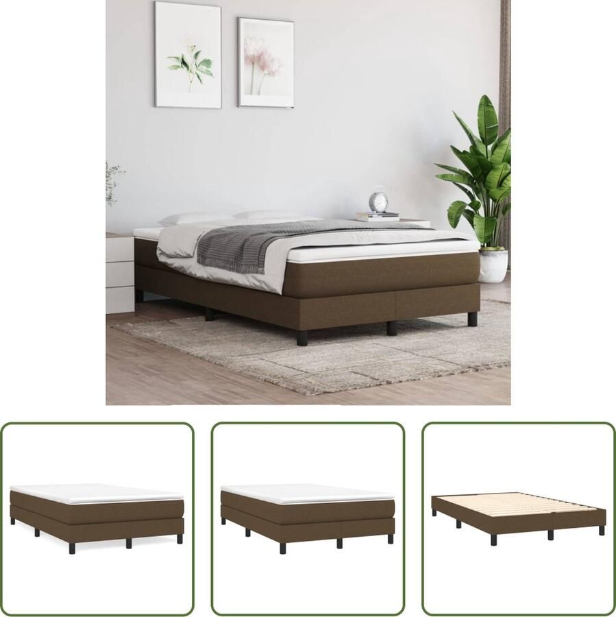 The Living Store Boxspringframe Donkerbruin 203x120x25 cm Stof Multiplex Geschikt voor 120x200 cm matras (excl matras) Boxspringframe Bedframe Donkere Meubels Houten Bed Tweepersoonsbed - Foto 2