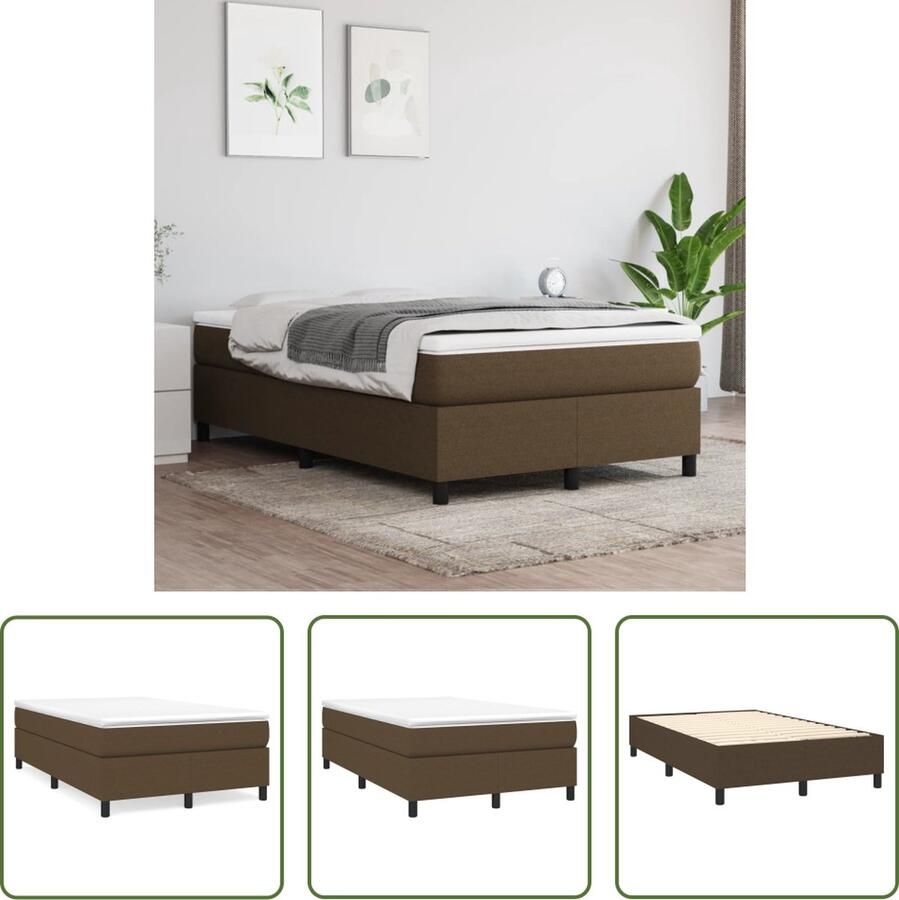 The Living Store Boxspringframe Donkerbruin 203 x 120 x 35 cm Duurzaam materiaal Ondersteunende poten Multiplex lattenbodem Boxspring Frame Bed Frame Donkere Bruine Bed Houten Bed Frame Tweepersoons Bed