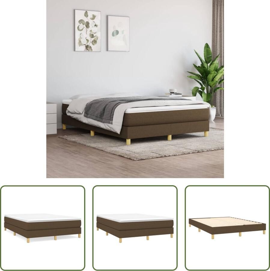 The Living Store Boxspringframe stof donkerbruin 140x200 cm Boxspringframe Boxspringframes Bed Ledikant Slaapmeubel Bedframe Bedbodem Tweepersoonsbed Boxspring Bedden Ledikanten
