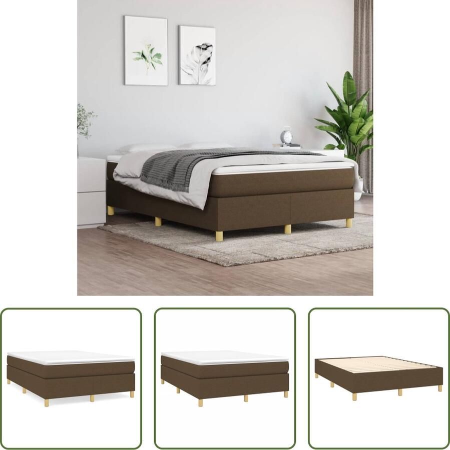 The Living Store Boxspringframe Bruin 203 x 140 x 35 cm Ademend en duurzaam Stevige poten Multiplex lattenbodem Boxspring Frame Bruine Bedframe Tweepersoons Bed Slaapcomfort Houten Bedframe