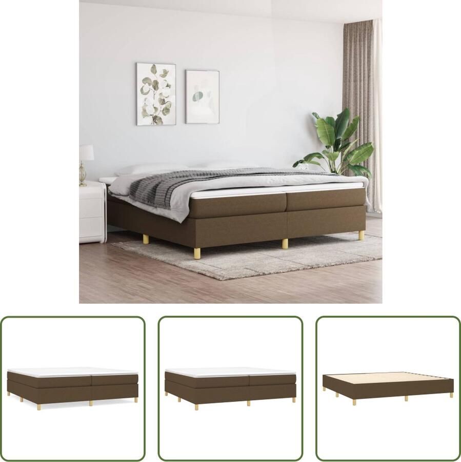 The Living Store Boxspringframe donkerbruin 203 x 200 x 35 cm (L x B x H) geschikt voor 200 x 200 cm matras Boxspring Frame Tweepersoons Bed Donkerbruin Bed Houten Bedframe Stoffen Bedframe