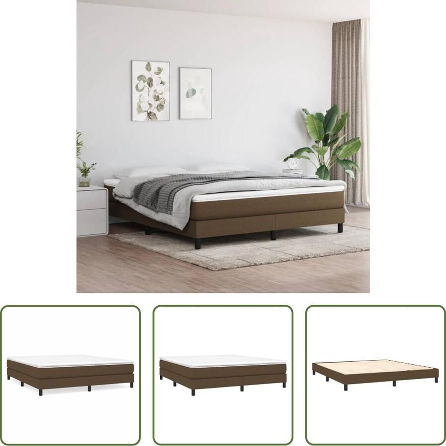 The Living Store Boxspringframe Donkerbruin 203x160x25 cm Duurzaam stof en multiplex Ondersteunende poten Inclusief montagehandleiding Boxspring Frame Tweepersoons Bed Donkere Houten Meubels Slaapkamer Decoratie Stoffen Bedframe