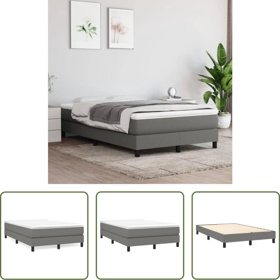 The Living Store Boxspringframe stof donkergrijs 120x200 cm Boxspringframe Boxspringframes Bed Ledikant Slaapmeubel Bedframe Bedbodem Tweepersoonsbed Boxspring Bedden Ledikanten - Foto 2