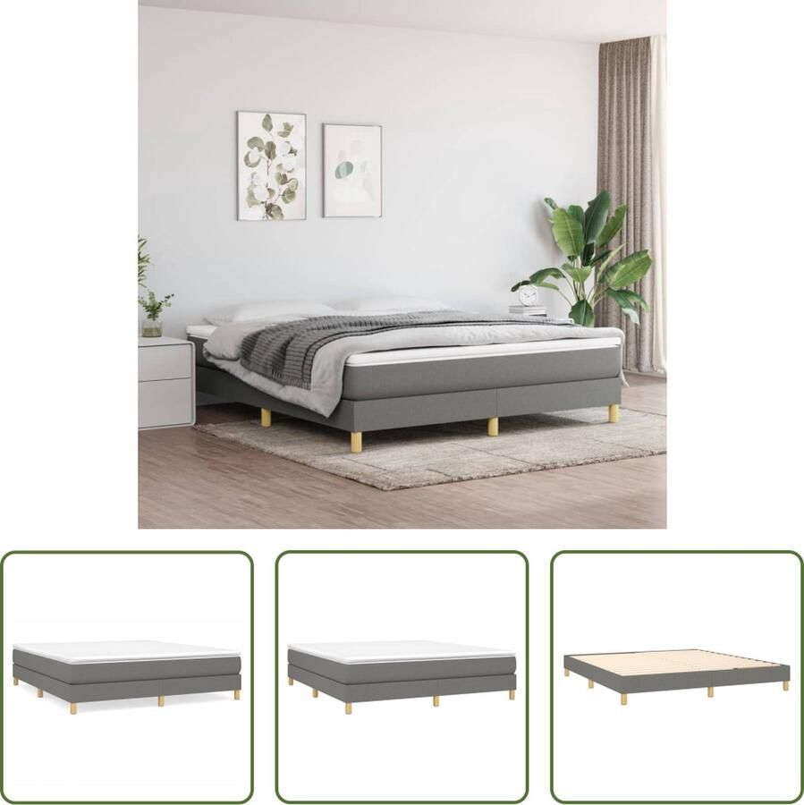 The Living Store Boxspringframe stof donkergrijs 160x200 cm Boxspringframe Boxspringframes Bed Ledikant Slaapmeubel Bedframe Bedbodem Tweepersoonsbed Boxspring Bedden Ledikanten
