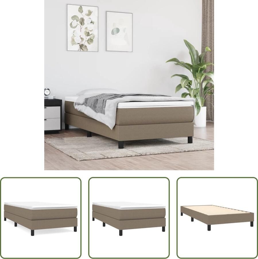 The Living Store Boxspringframe stof taupe 100x200 cm Boxspringframe Boxspringframes Bed Ledikant Slaapmeubel Bedframe Bedbodem Eenpersoonsbed Boxspring Bedden Ledikanten