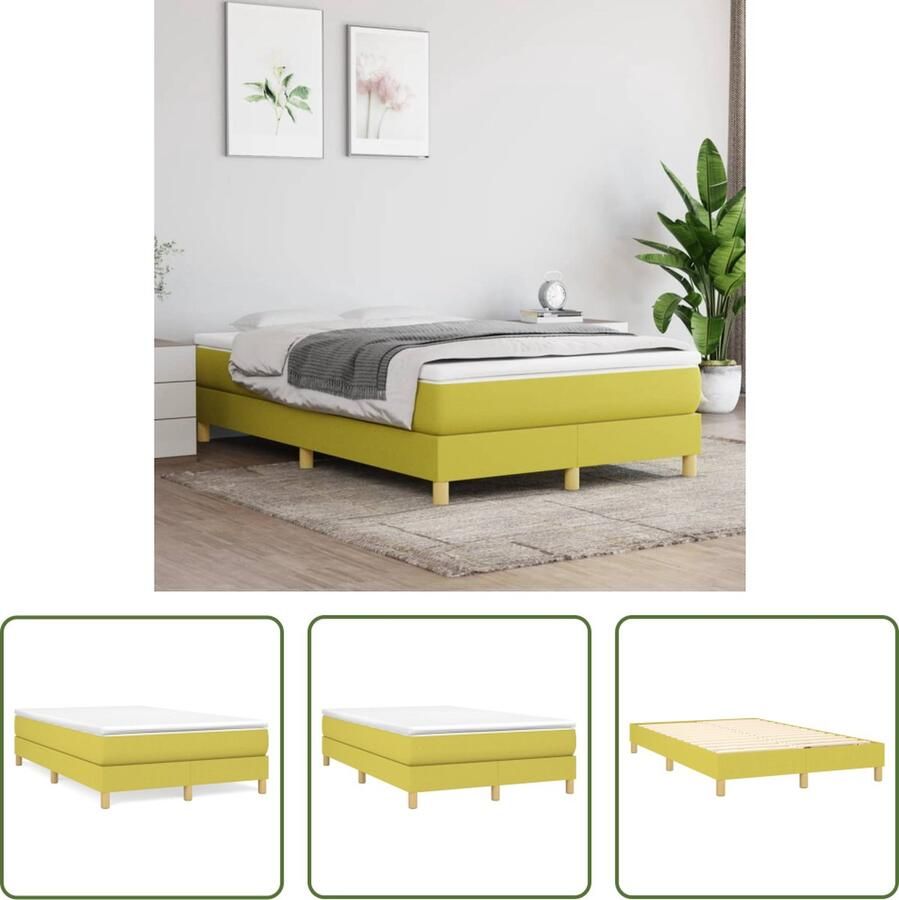 The Living Store Boxspringframe stof groen 120x200 cm Boxspringframe Boxspringframes Bed Ledikant Slaapmeubel Bedframe Bedbodem Tweepersoonsbed Boxspring Bedden Ledikanten