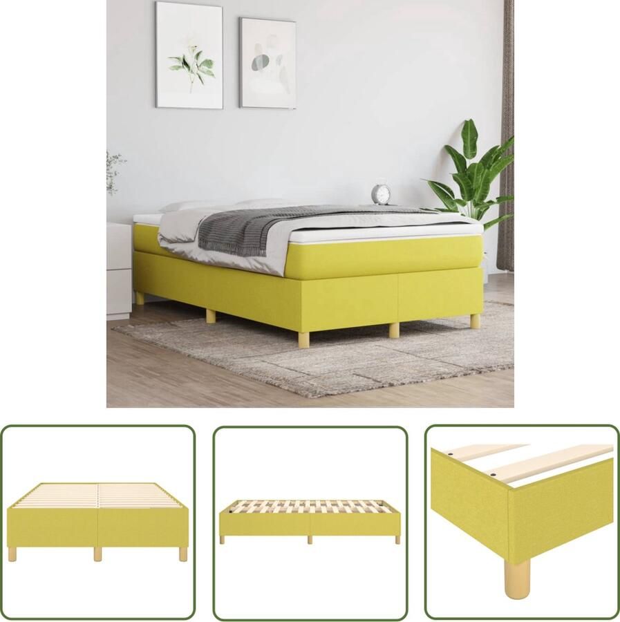 The Living Store Boxspringframe Groen 203 x 120 x 35 cm Stof en Multiplex Boxspringframe Bedframe Slaapkamerinrichting Boxspring Tweepersoonsbed