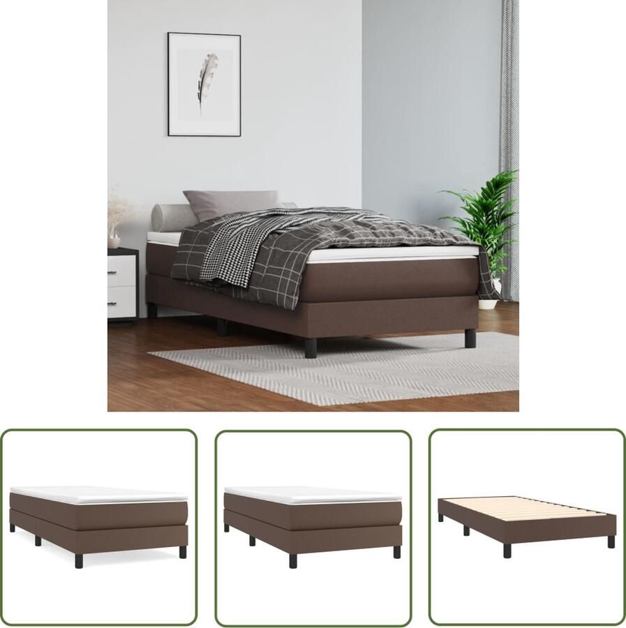 The Living Store Boxspringframe kunstleer bruin 90x200 cm Boxspringframe Boxspringframes Bed Ledikant Slaapmeubel Bedframe Bedbodem Eenpersoonsbed Boxspring Bedden Ledikanten - Foto 2