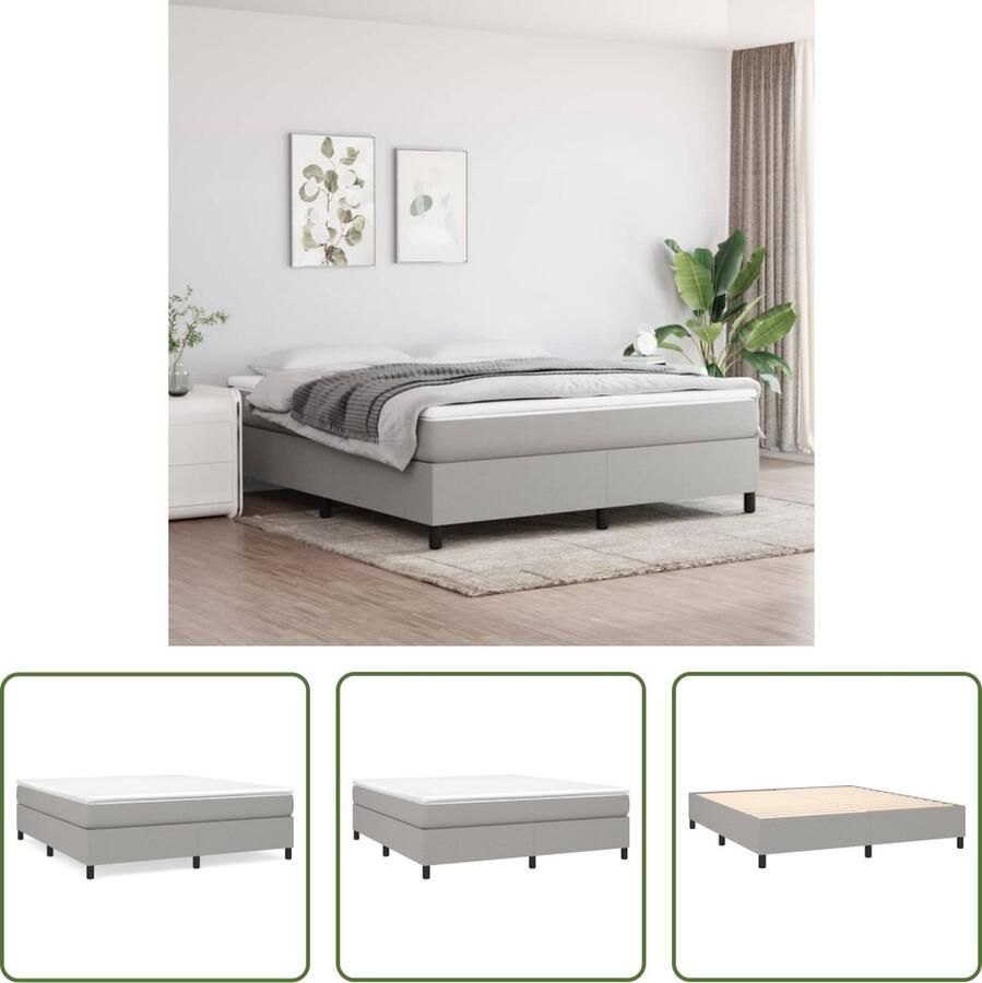 The Living Store Boxspringframe stof lichtgrijs 160x200 cm Boxspringframe Boxspringframes Bed Ledikant Slaapmeubel Bedframe Bedbodem Tweepersoonsbed Boxspring Bedden Ledikanten
