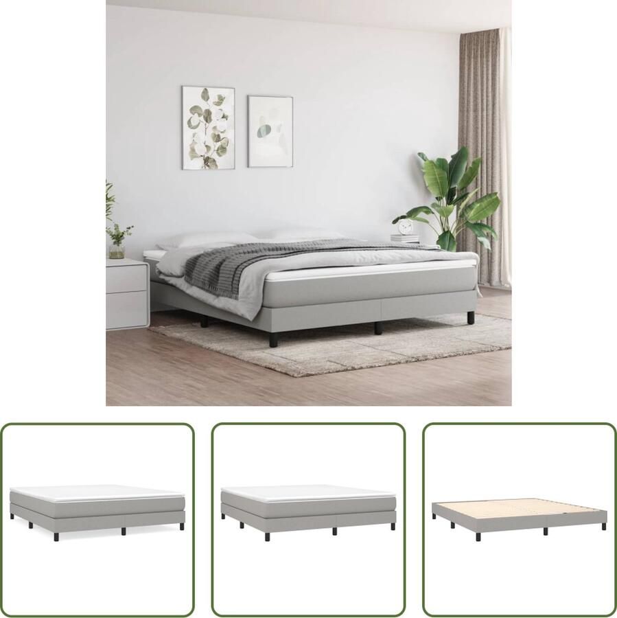 The Living Store Boxspringframe stof lichtgrijs 160x200 cm Boxspringframe Boxspringframes Bed Ledikant Slaapmeubel Bedframe Bedbodem Tweepersoonsbed Boxspring Bedden Ledikanten