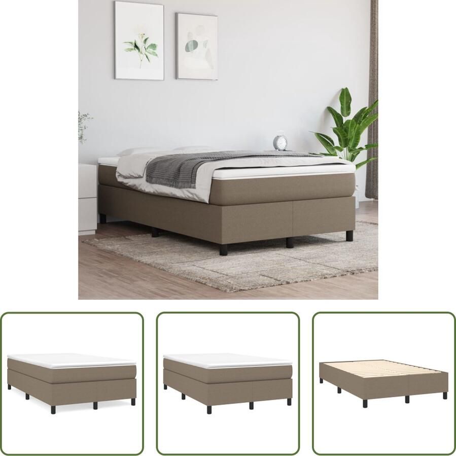 The Living Store Boxspringframe stof taupe 120x200 cm Boxspringframe Boxspringframes Bed Ledikant Slaapmeubel Bedframe Bedbodem Tweepersoonsbed Boxspring Bedden Ledikanten