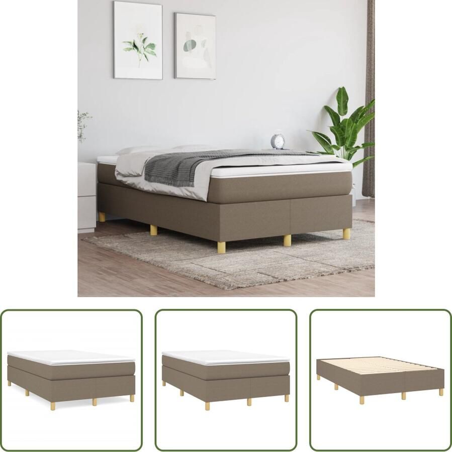 The Living Store Boxspringframe stof taupe 120x200 cm Boxspringframe Boxspringframes Bed Ledikant Slaapmeubel Bedframe Bedbodem Tweepersoonsbed Boxspring Bedden Ledikanten