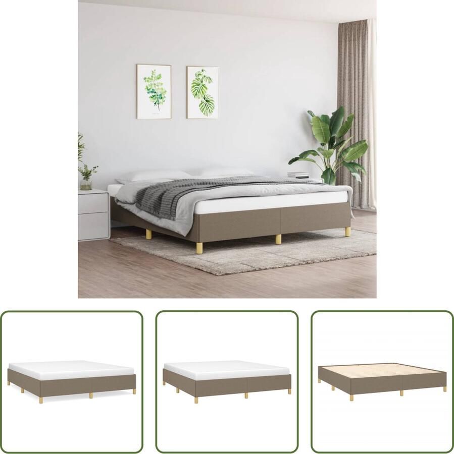 The Living Store Boxspringframe Taupe 203x160x35 cm Multiplex lattenbodem Boxspringframe Slaapcomfort Tweepersoonsbed Bedframe Taupecleur