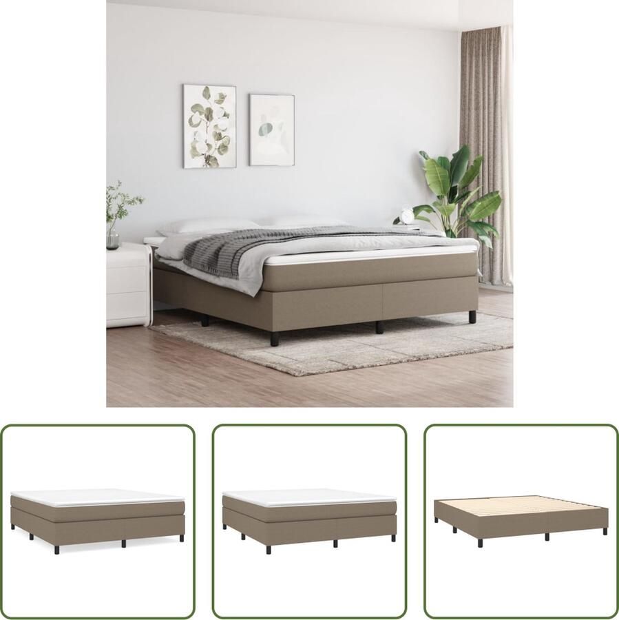 The Living Store Boxspringframe Taupe stof 203 x 160 x 35 cm Geschikt voor 160 x 200 cm matras Duurzaam materiaal Boxspring Frame Slaapcomfort Tweepersoons Bed Frame Taupestof
