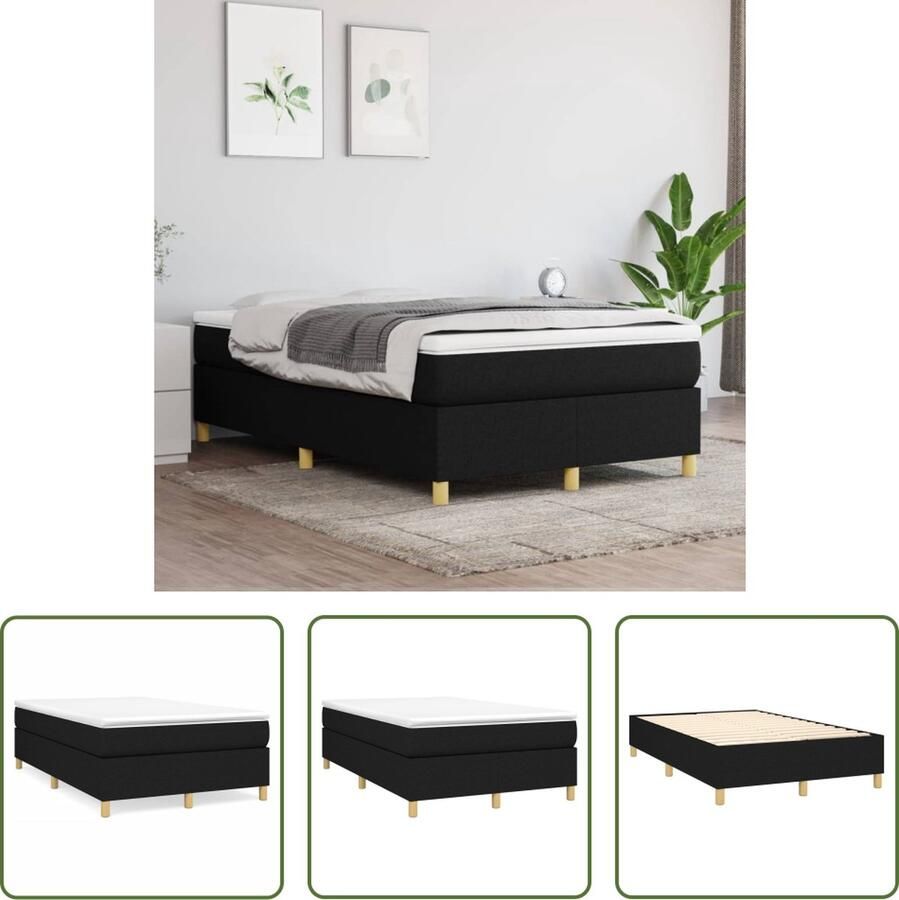 The Living Store Boxspringframe Zwart 203 x 120 x 35 cm Inclusief montagehandleiding Geschikt voor matras 120 x 200 cm Boxspringframe Bedframe Tweepersoonsbed Zwarte Bedbank Stoffen Bedframe - Foto 2