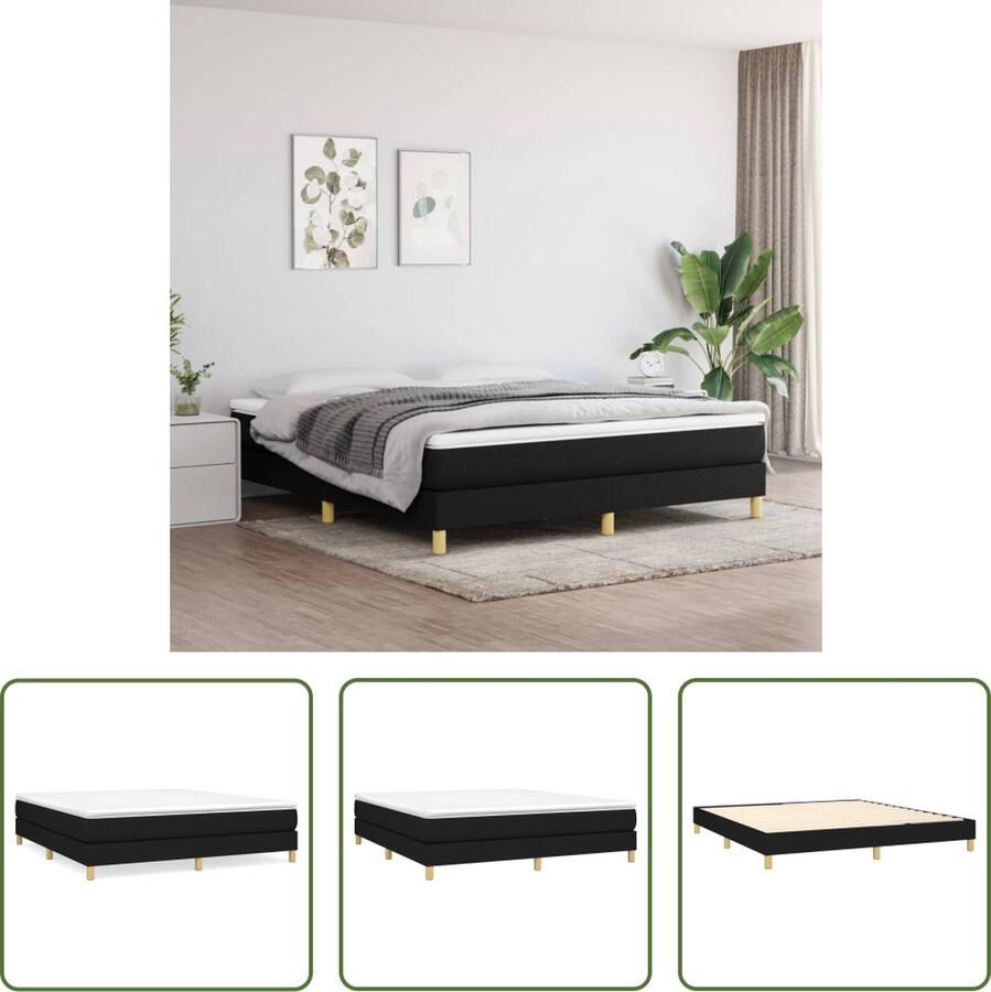 The Living Store Boxspringframe stof zwart 160x200 cm Boxspringframe Boxspringframes Bed Ledikant Slaapmeubel Bedframe Bedbodem Tweepersoonsbed Boxspring Bedden Ledikanten