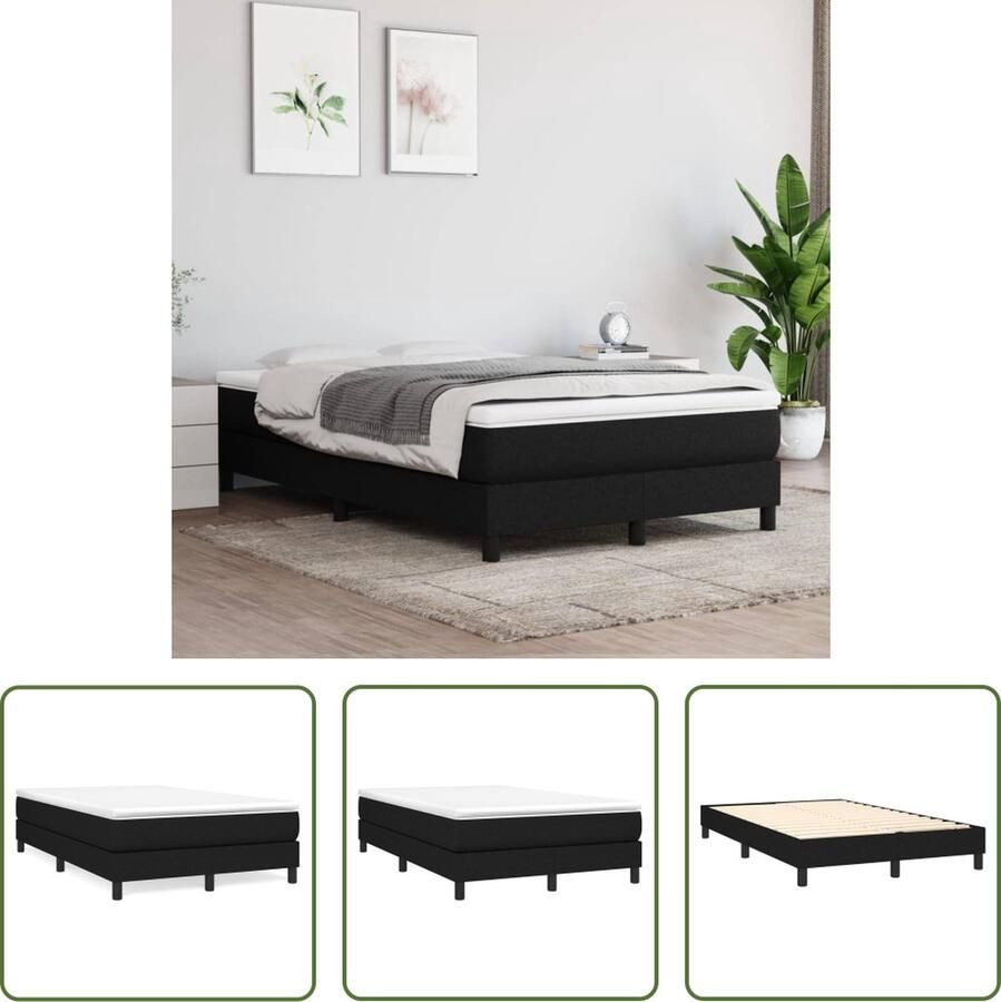 The Living Store Boxspringframe Zwart 203x120x25 cm Inclusief montagehandleiding Geschikt voor matras 120x200 cm Boxspringframe Bedframe Tweepersoonsbed Slaapkamerinrichting Zwart Bed