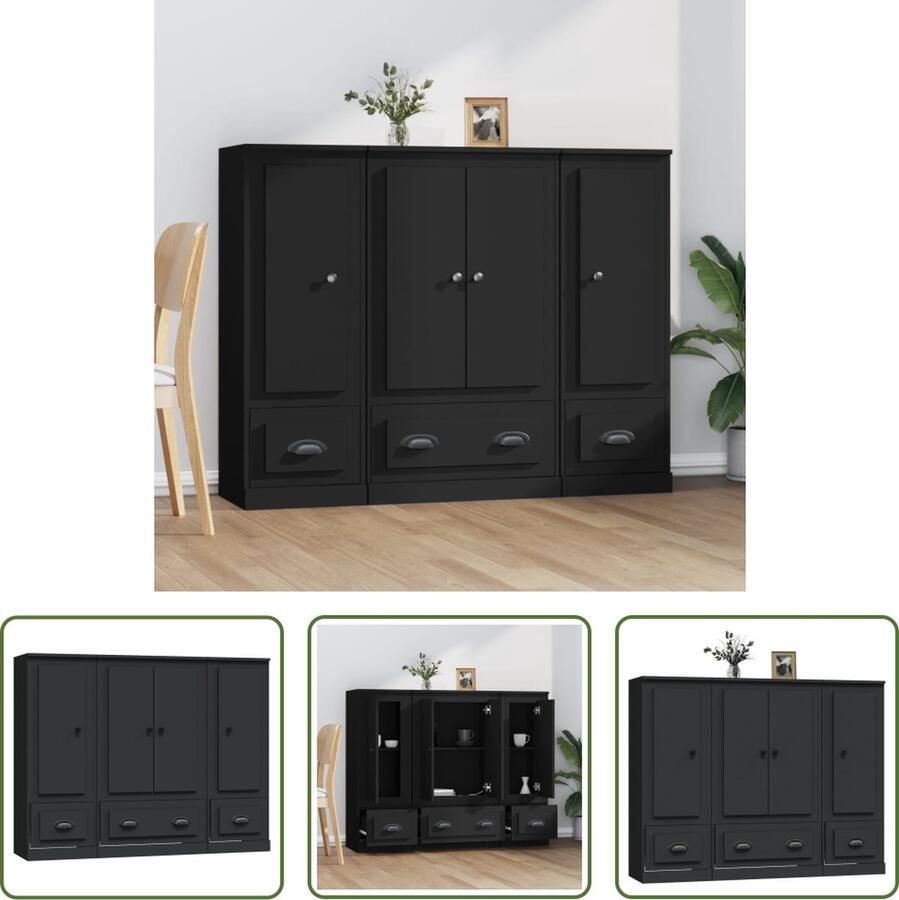The Living Store Buffetkast 132 x 35.5 x 103.5 cm Zwart Duurzaam materiaal